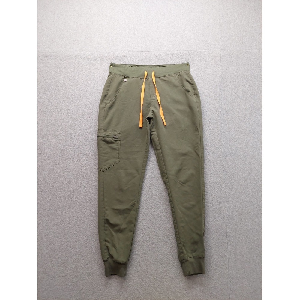 Figs Women Scrub Pants S Green Drawstring Tapered Leg Stretch Pockets Workwear
